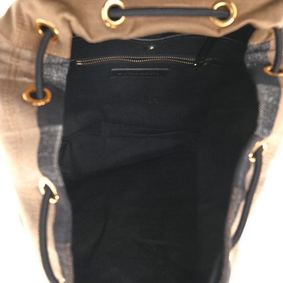 NWT BURBERRY BROOKDALE CANVAS CAMEL CHECK BACKPACK WITH LEATHER TRIM - Picture 6 of 8